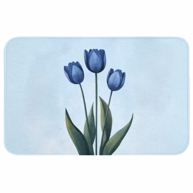 Tulpen - Blauw - Bladeren WCmat middel -3d