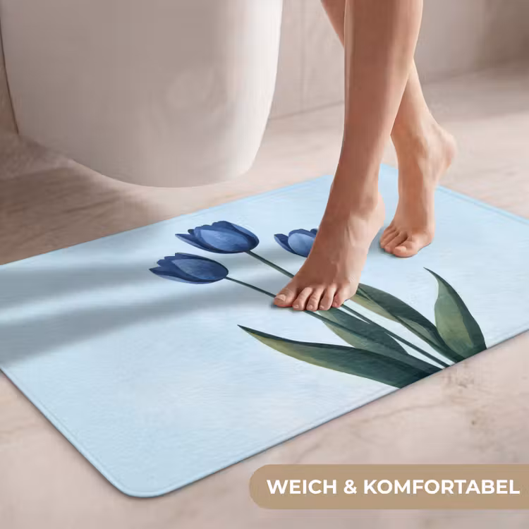 Tulpen - Blauw - Bladeren WCmat middel -USP_ZachtDE