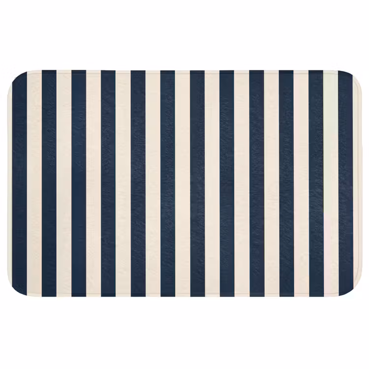 Verticale strepen - Blauw - Crème WCmat middel 1009 -3d