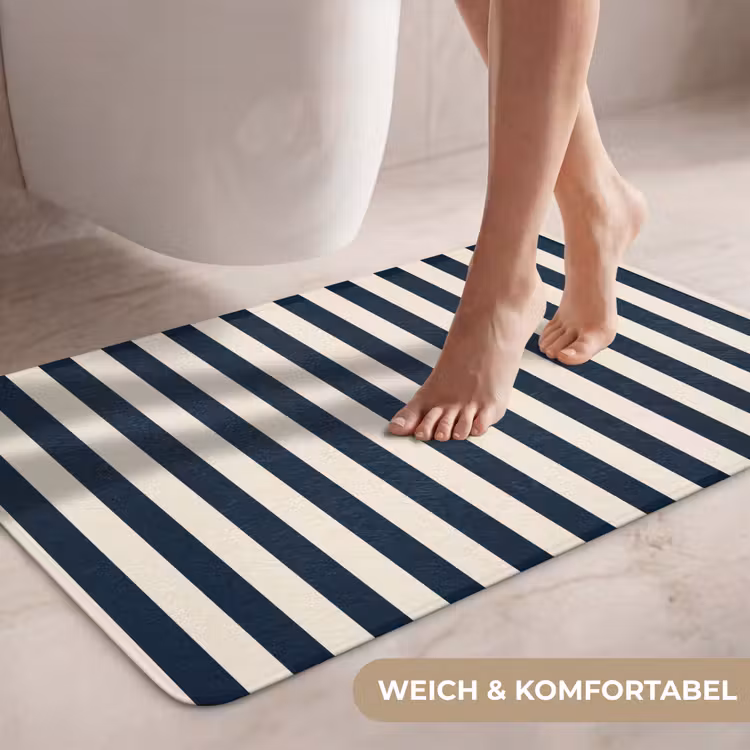 Verticale strepen - Blauw - Crème WCmat middel 1009 -USP_ZachtDE
