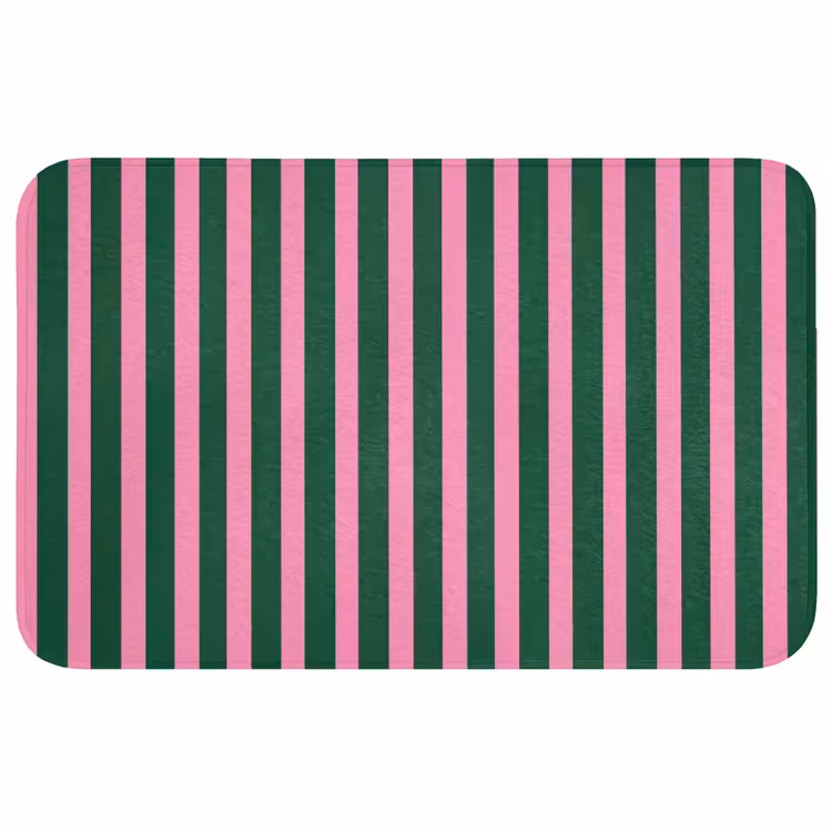 Verticale strepen - Groen - Roze WCmat middel 1009 -3d