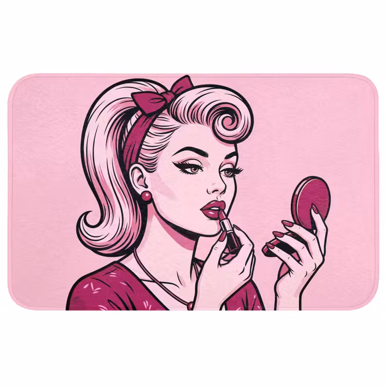 Vintage - Vrouw - Roze WCmat middel -3d