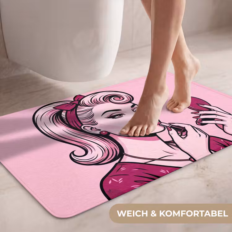 Vintage - Vrouw - Roze WCmat middel -USP_ZachtDE