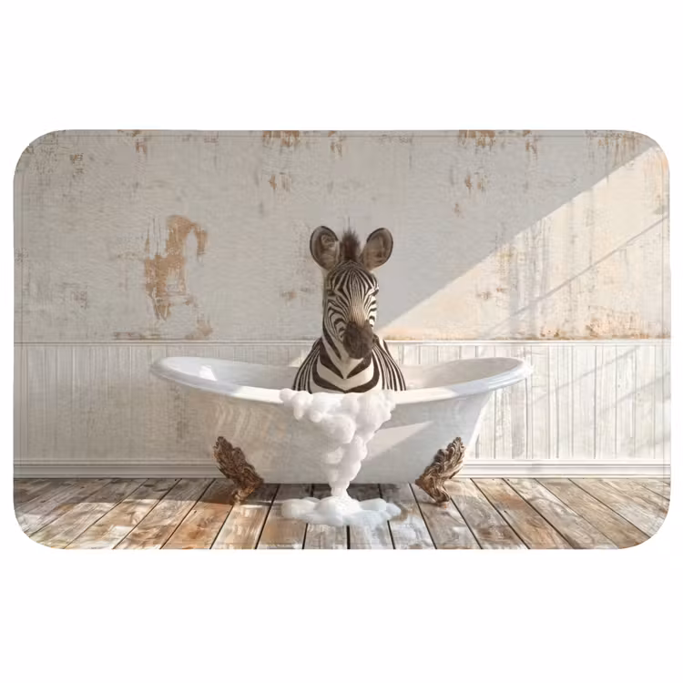 Vintage - Zebra - Wilde dieren - Badkuip WCmat middel -3d