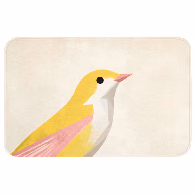 Vogel - Minimalistisch - Geel WCmat middel -3d