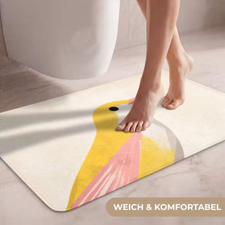 Vogel - Minimalistisch - Geel WCmat middel -USP_ZachtDE