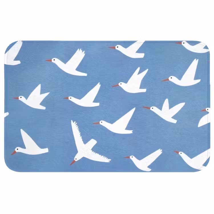 Vogels - Wit - Patroon WCmat middel -3d