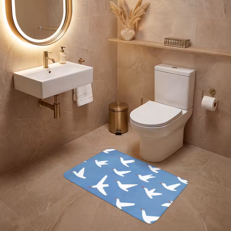 Vogels - Wit - Patroon WCmat middel -sfeer3