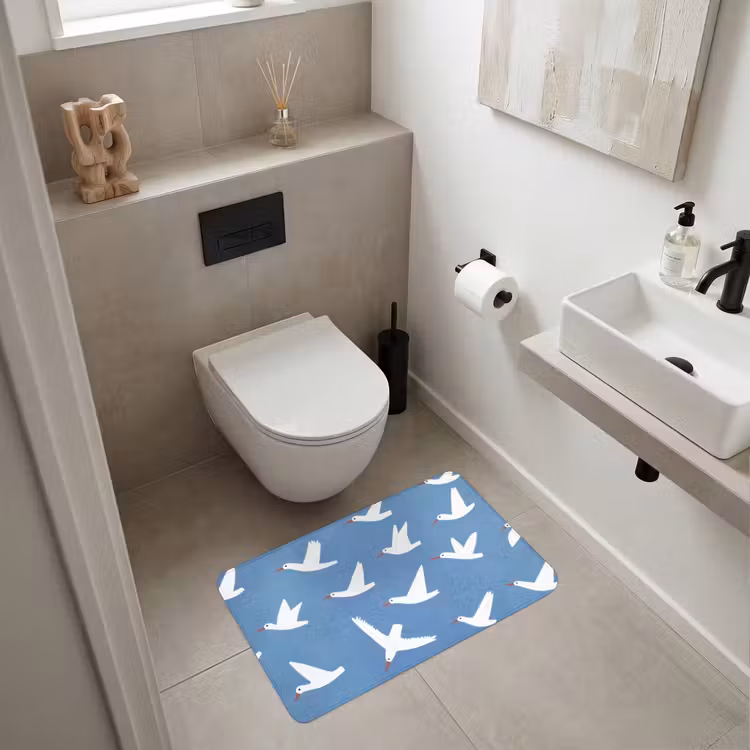 Vogels - Wit - Patroon WCmat middel -sfeer1