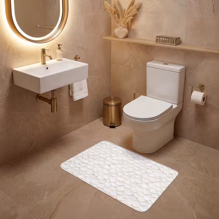 Schubben - Wit - Elegant WCmat middel 1009 -sfeer3