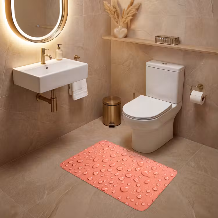 Water - Druppels - Roze WCmat middel -sfeer3