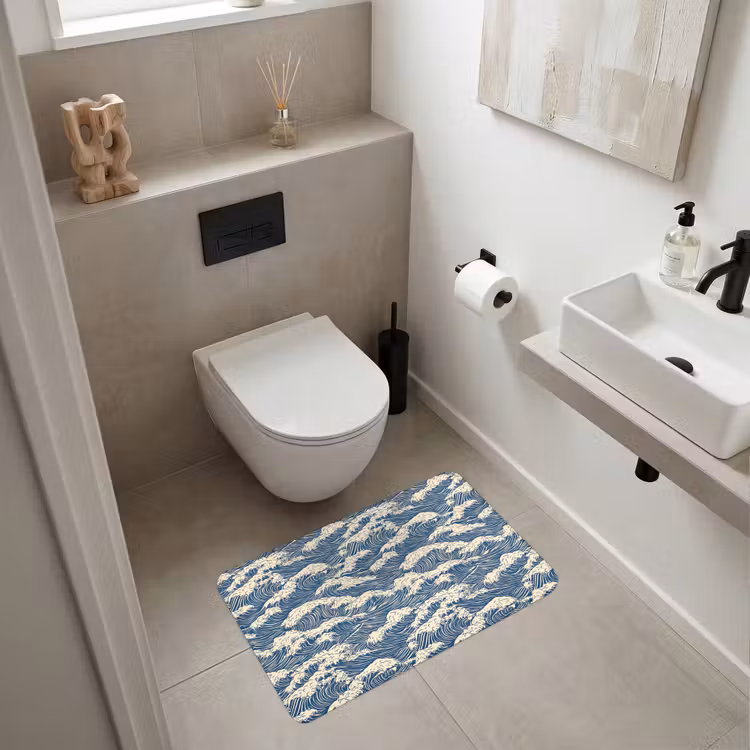 Golven - Klassiek - Blauw WCmat middel 1009 -sfeer1