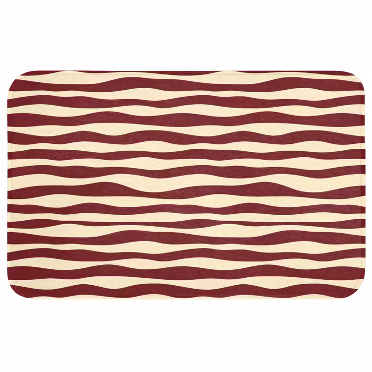 Golven - Rood - Patroon - Crème WCmat middel 1009 -3d