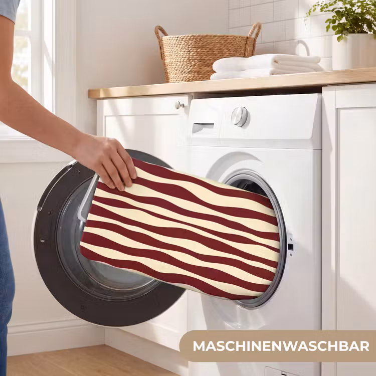 Golven - Rood - Patroon - Crème WCmat middel 1009 -USP_WasbaarDE