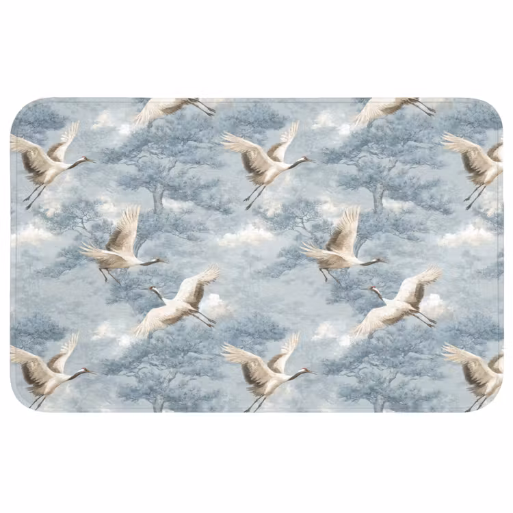 Wolken - Kraanvogels - Blauw WCmat middel 1009 -3d