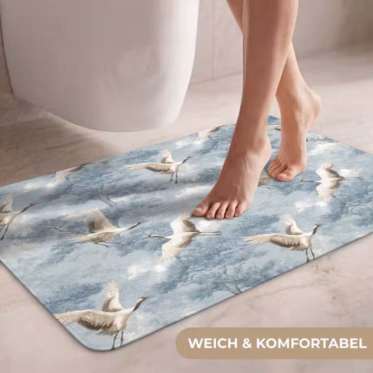 Wolken - Kraanvogels - Blauw WCmat middel 1009 -USP_ZachtDE