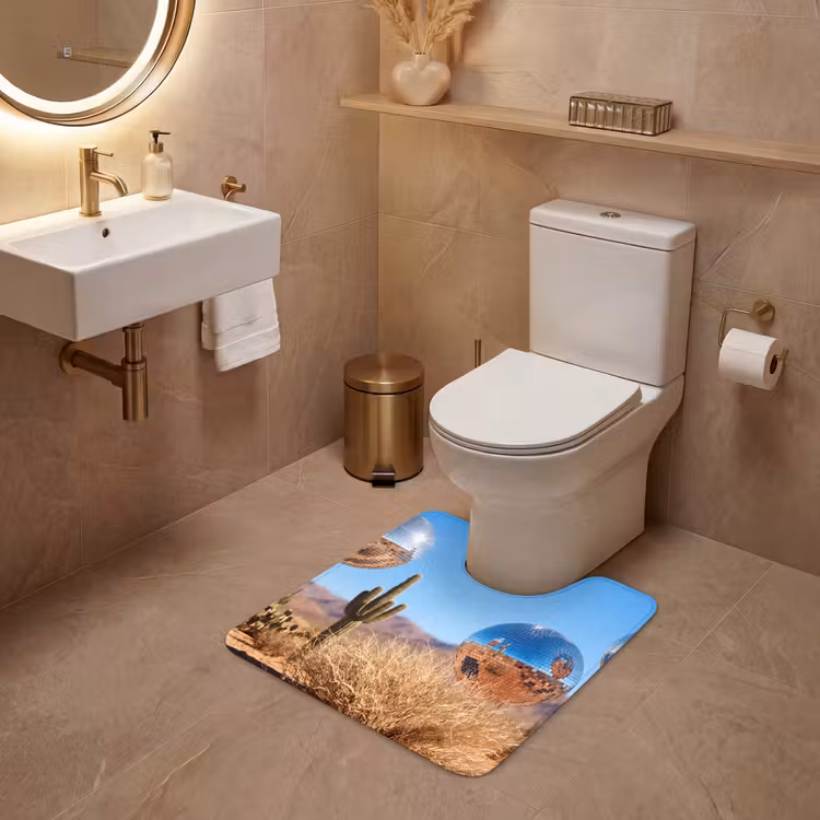 WC Vorleger - Wüste – Spiegelkugel – Kunst - Woestijn - Spiegelbal - Kunst WCmat U-uitsnede middel