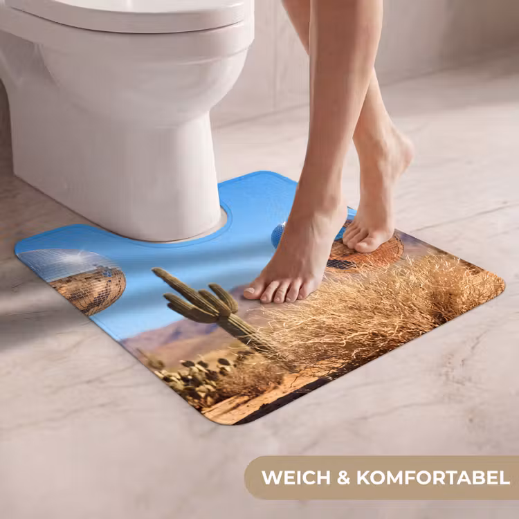 WC Vorleger - Wüste – Spiegelkugel – Kunst - Woestijn - Spiegelbal - Kunst WCmat U-uitsnede middel