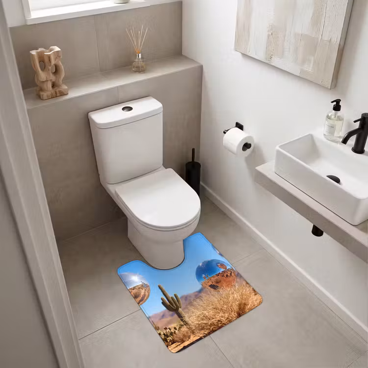 WC Vorleger - Wüste – Spiegelkugel – Kunst - Woestijn - Spiegelbal - Kunst WCmat U-uitsnede middel
