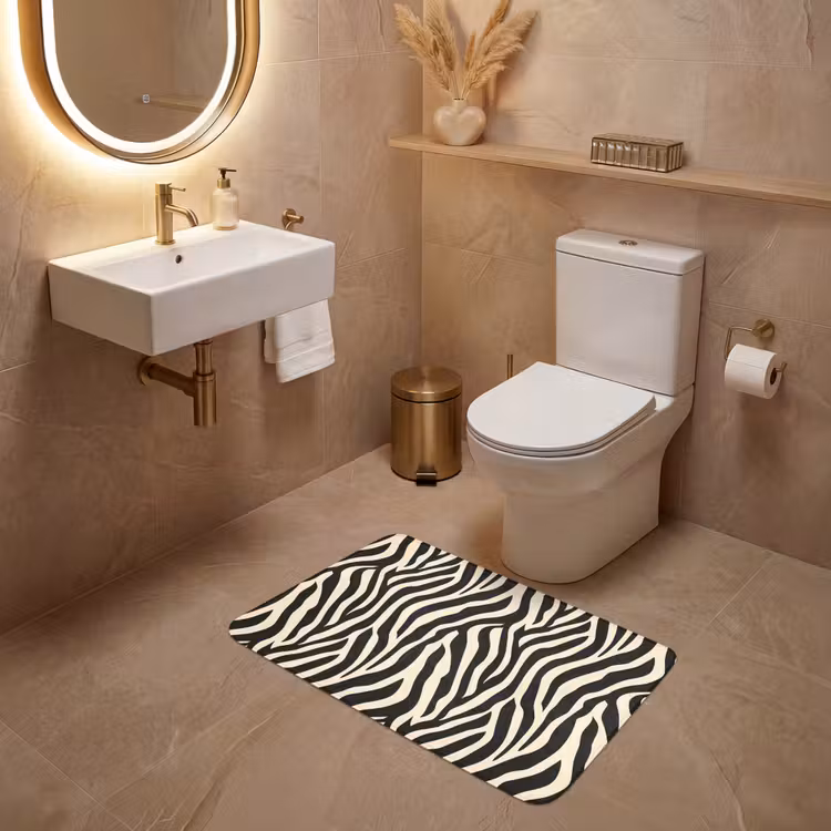 Zebra - Print - Klassiek - Zwart WCmat middel 1009 -sfeer3