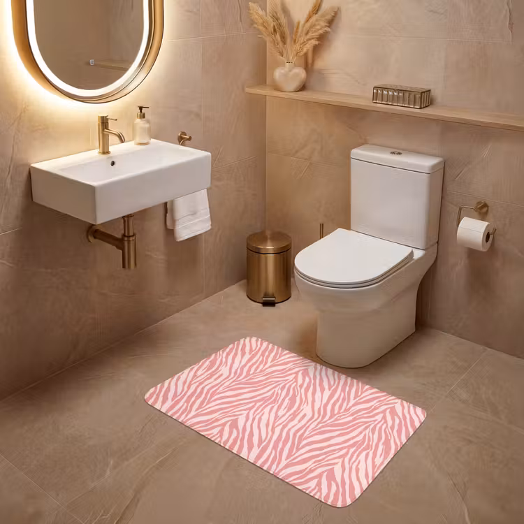 Zebra - Print - Roze WCmat middel 1009 -sfeer3
