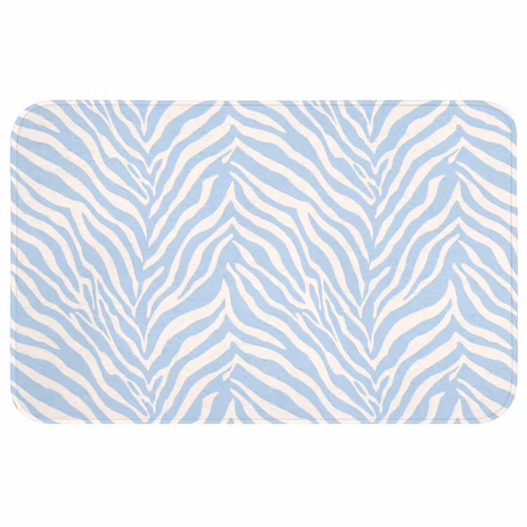 Zebra - Motief - Blauw - Wit WCmat middel 1009 -3d