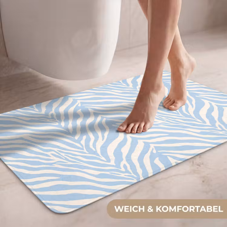 Zebra - Motief - Blauw - Wit WCmat middel 1009 -USP_ZachtDE