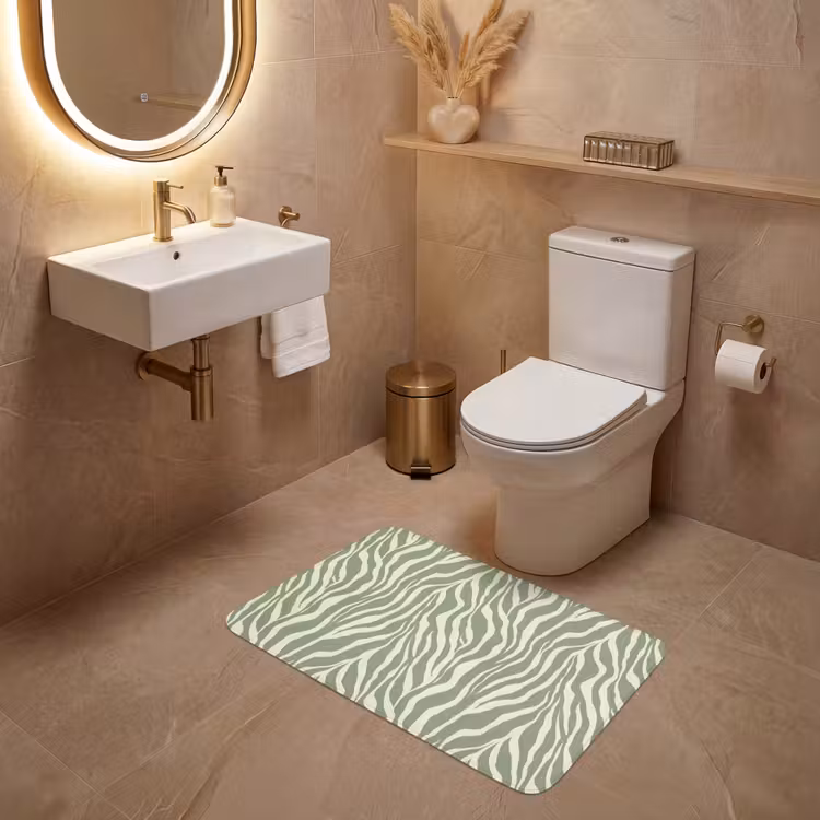 Zebra - Motief - Groen WCmat middel 1009 -sfeer3