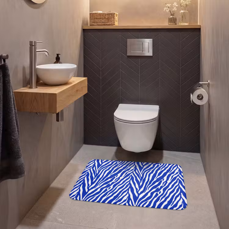 Zebra - Patroon - Kobalt - Blauw WCmat middel 1009 -sfeer2