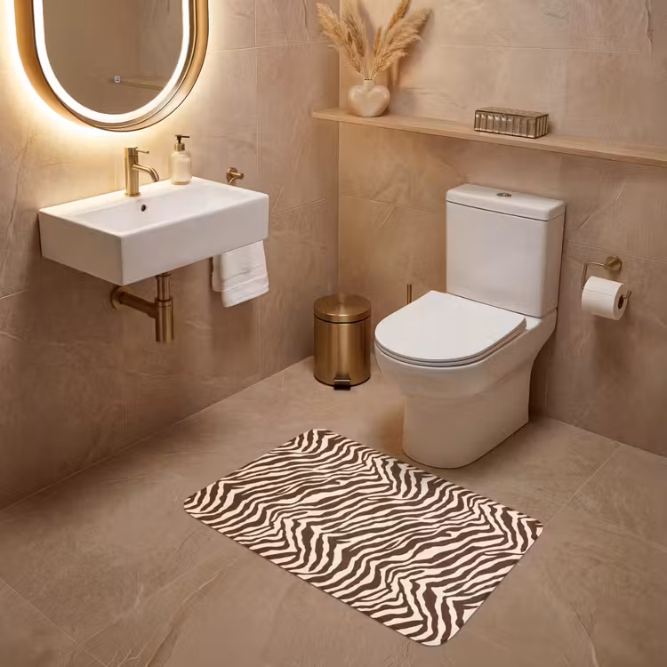 Zebra - Patroon - Zwart - Wit WCmat middel 1009 -sfeer3
