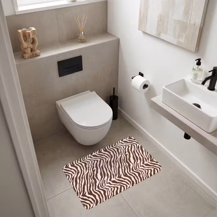 Zebra - Patroon - Zwart - Wit WCmat middel 1009 -sfeer1