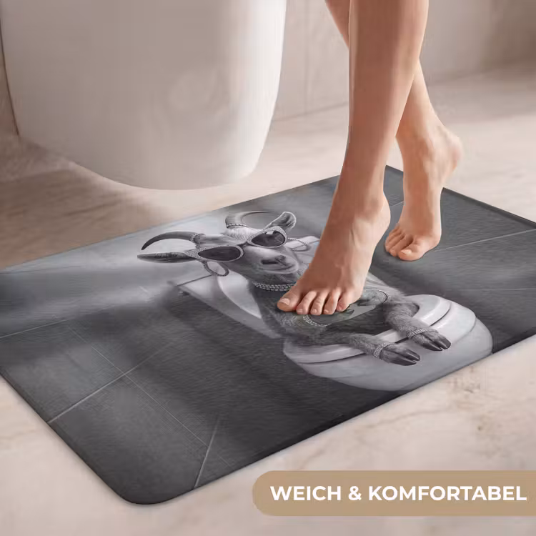Geit - Telefoon - Toilet - Zwart - Wit WCmat middel -USP_ZachtDE