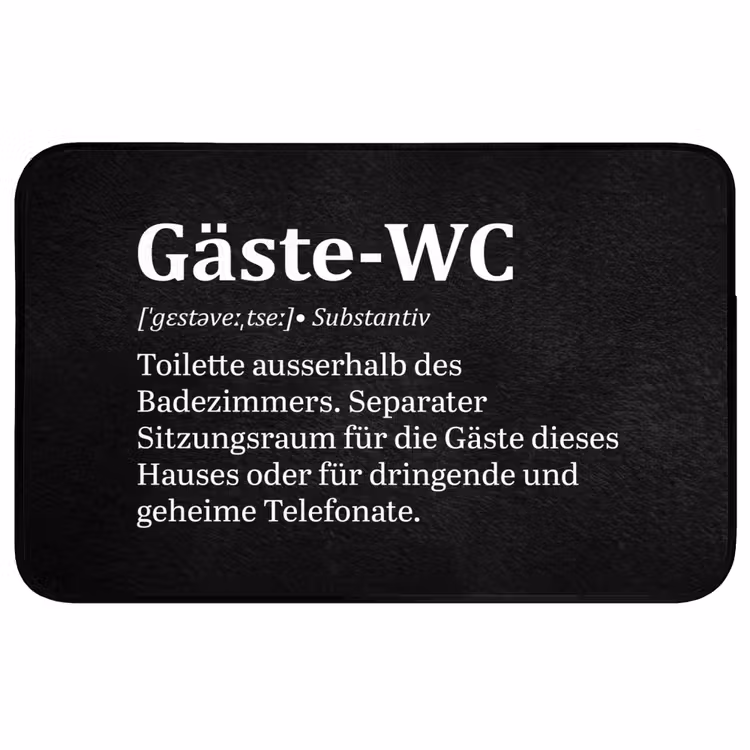 Quotes - Gäste-wc - Definitie - Zwart - Spreuk WCmat middel -3d