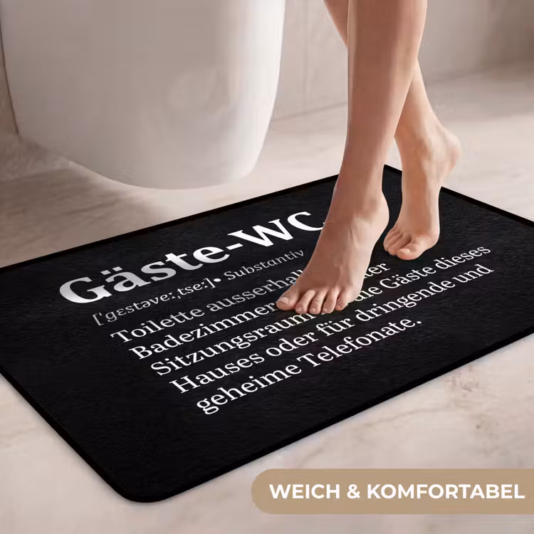 Quotes - Gäste-wc - Definitie - Zwart - Spreuk WCmat middel -USP_ZachtDE