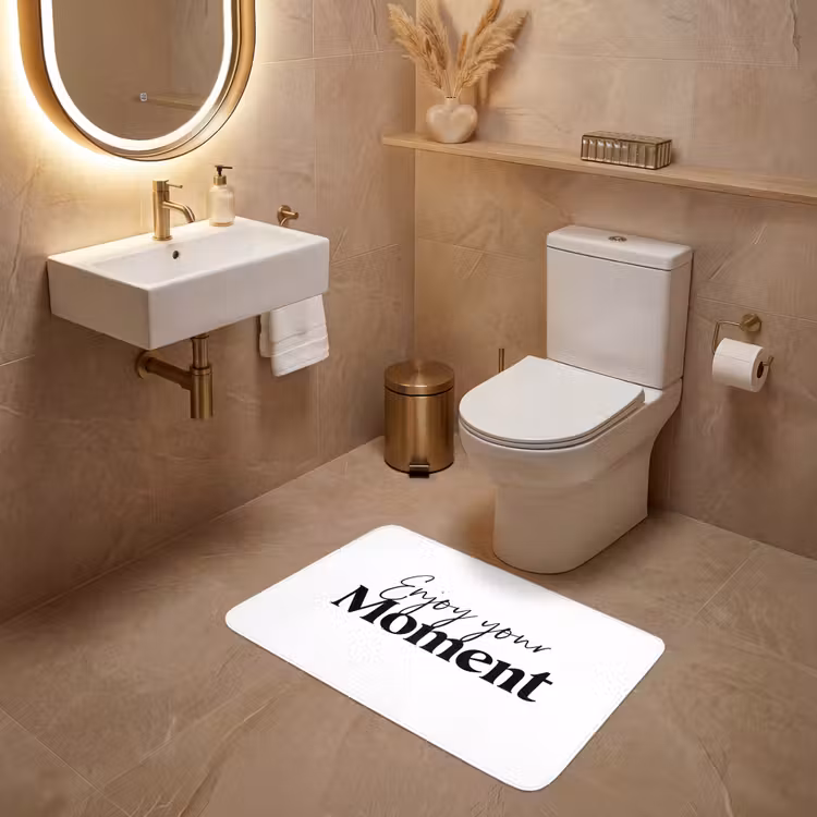 Quotes - Enjoy your moment - Wit - Spreuk WCmat middel -sfeer3