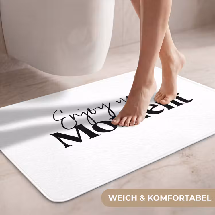 Quotes - Enjoy your moment - Wit - Spreuk WCmat middel -USP_ZachtDE
