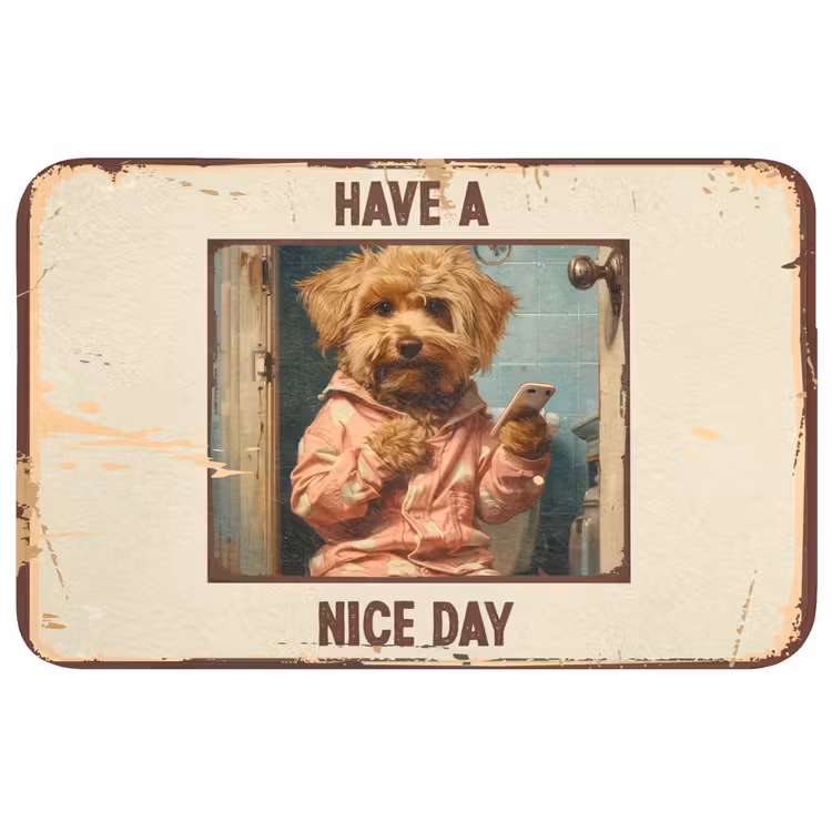 Quotes - Hond - Have a nice day - Vintage - Spreuk WCmat middel -3d