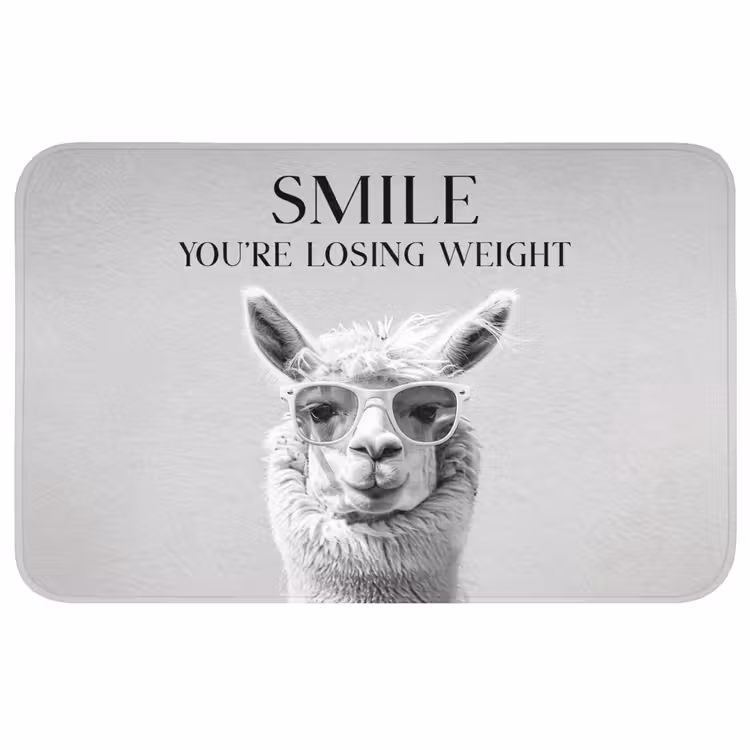 Quotes - Lama - Smile - Spreuken - Grijs WCmat middel -3d