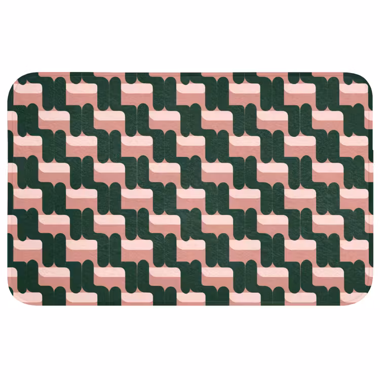 Vlechtpatroon - Groen - Roze - Geometrisch WCmat middel 1009 -3d