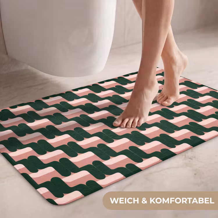Vlechtpatroon - Groen - Roze - Geometrisch WCmat middel 1009 -USP_ZachtDE