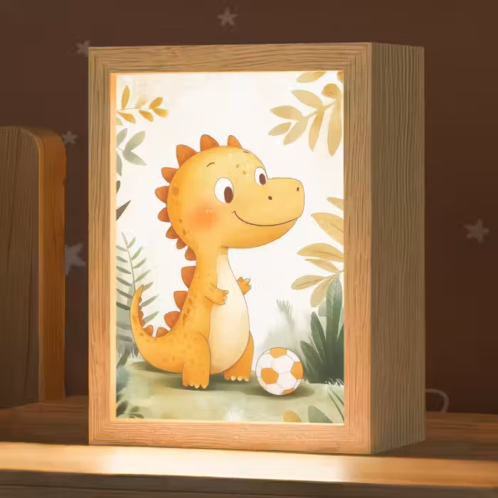 Nachtlicht Kinder - Dino - Fußball - Orange
