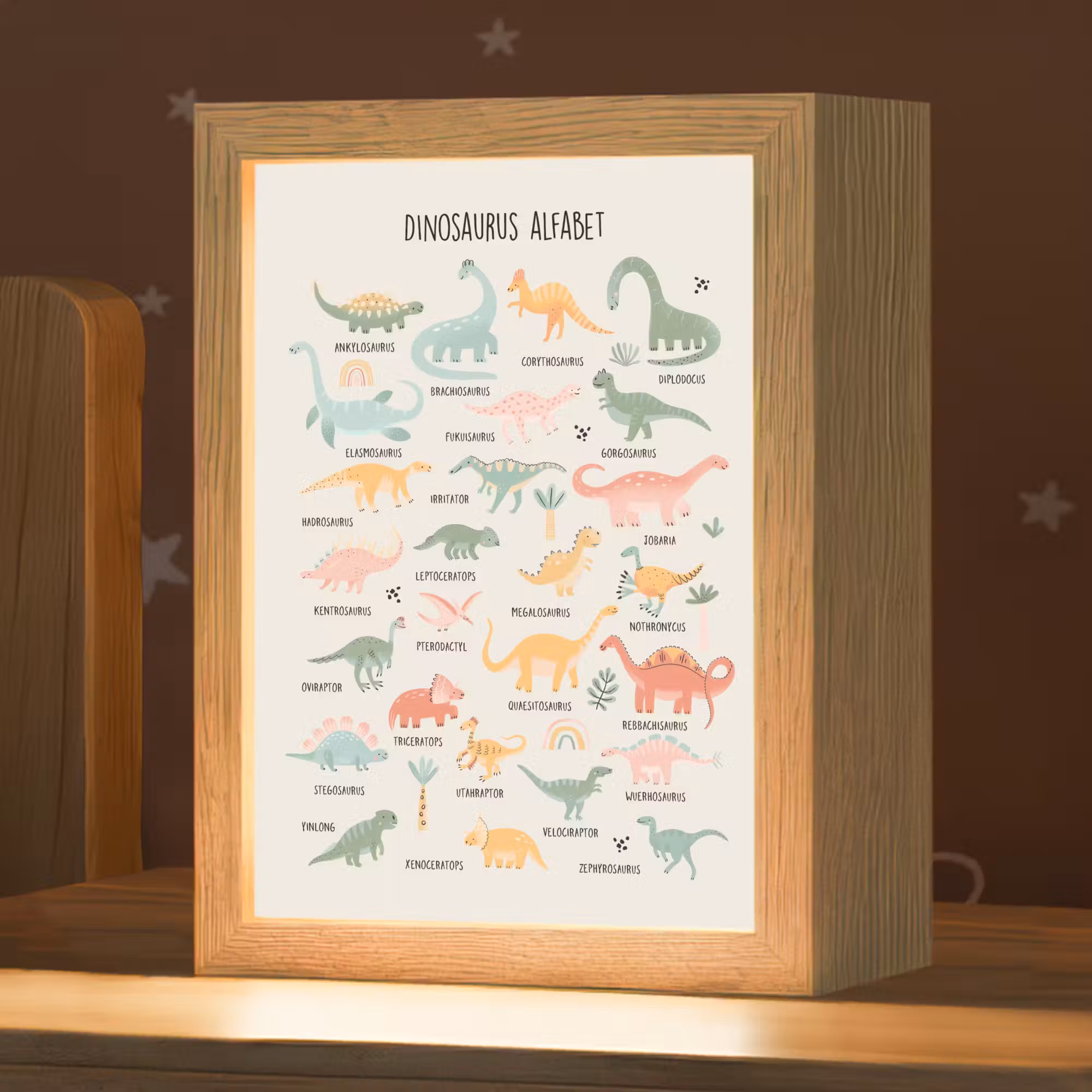 Nachtlicht Kinder - Dinosaurier-Alphabet - Lernen für Kinder - Dino's - Lernen