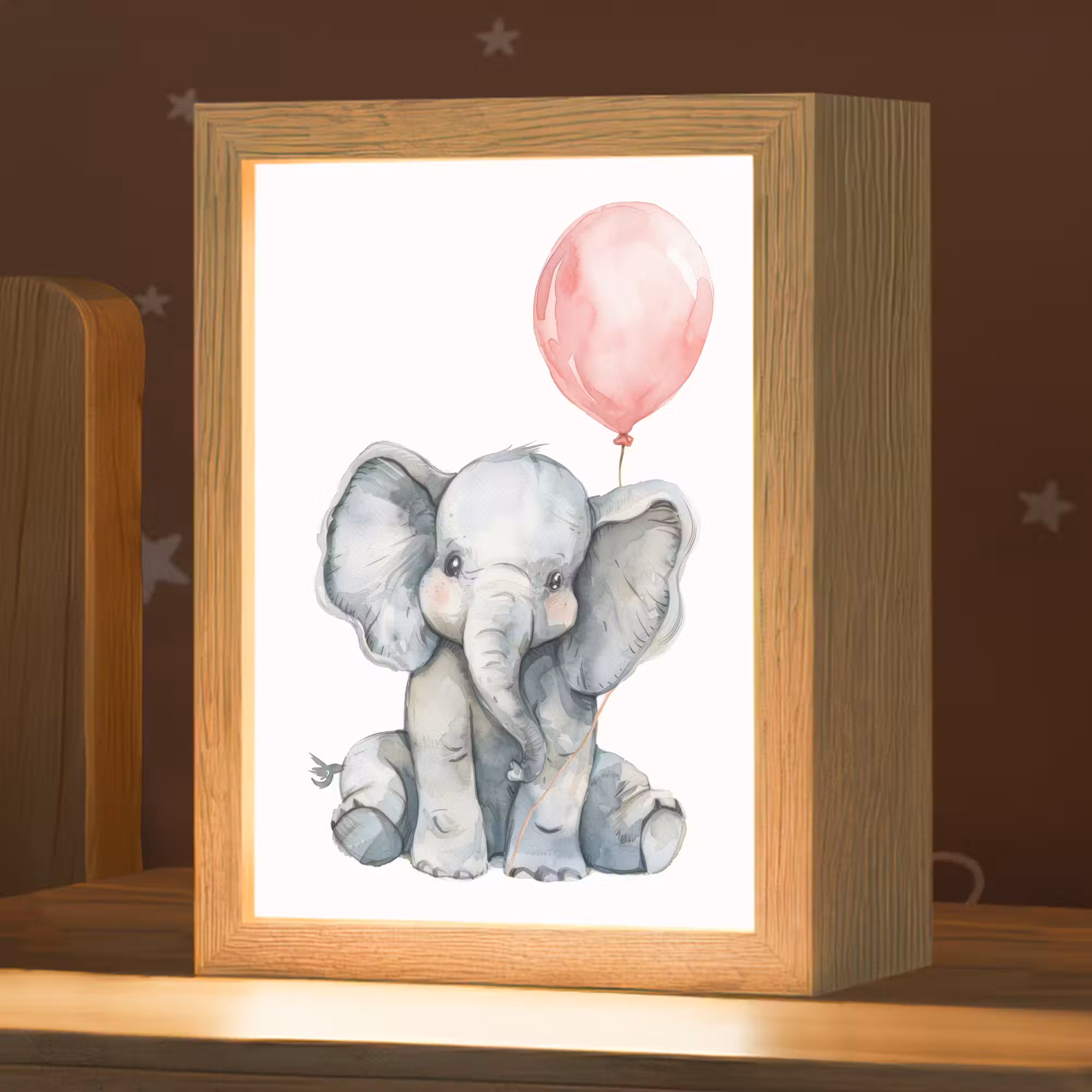 Nachtlicht Kinder - Elefant - Babytier - Rosa Luftballon
