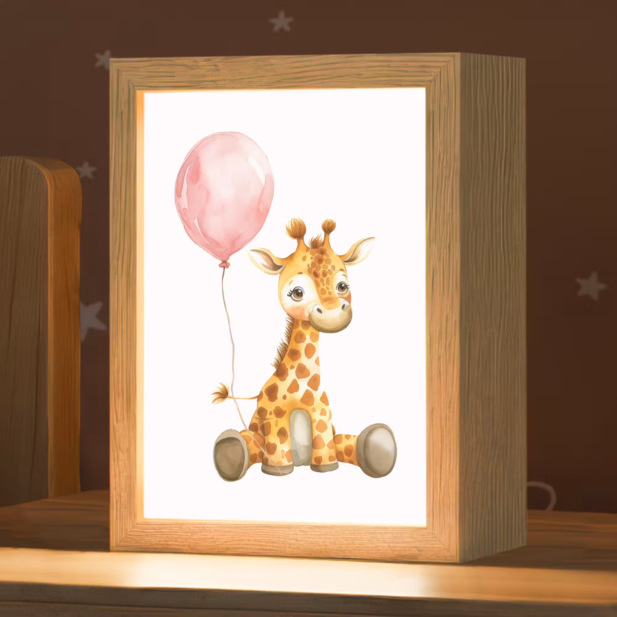 Nachtlicht Kinder - Giraffe - Baby - Tiere - Rosa Luftballon