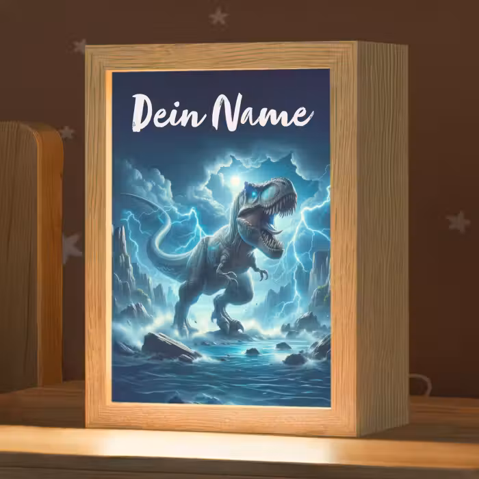 Nachtlicht Kinder mit Namen - Dino - Blau - Jungen