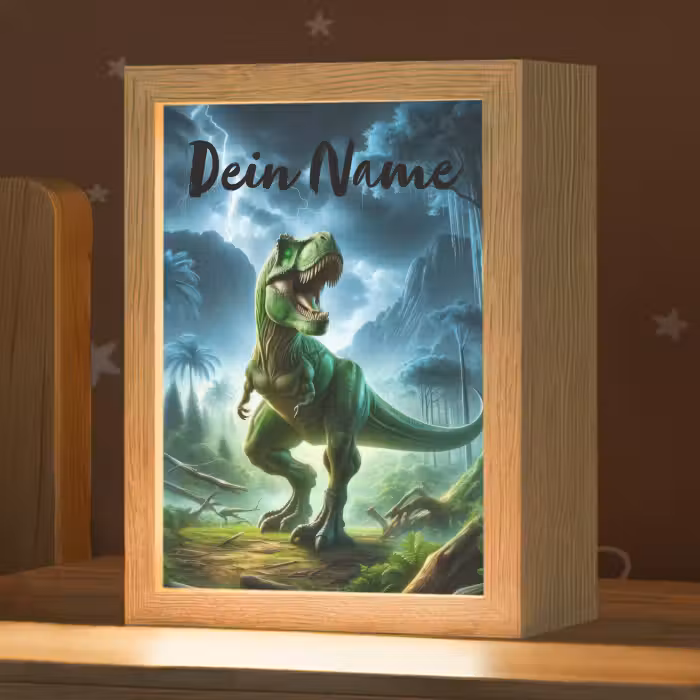 Nachtlicht Kinder mit Namen - Dino - Jungen - Grün - Blau - T-Rex