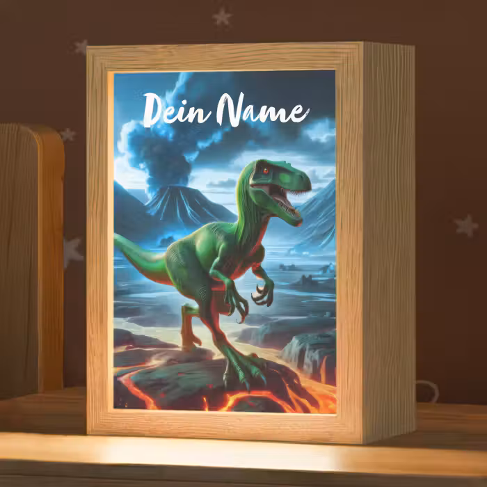 Nachtlicht Kinder mit Namen - Dino - Lava - Grün - Jungen