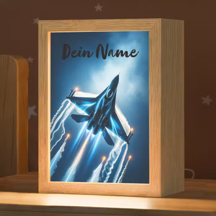 Nachtlicht Kinder mit Namen - Düsenjäger - Blau - Jungen