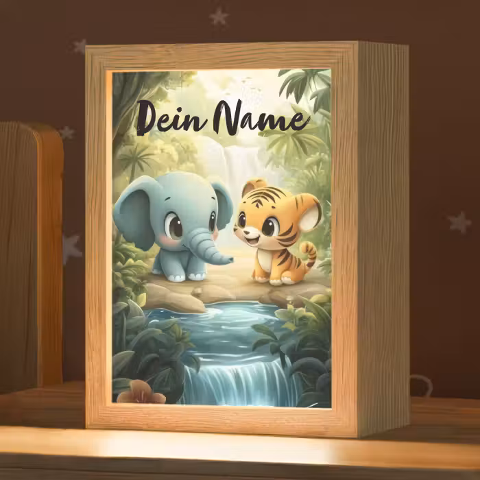Nachtlicht Kinder mit Namen - Elefant - Tiger - Wald - Dschungel