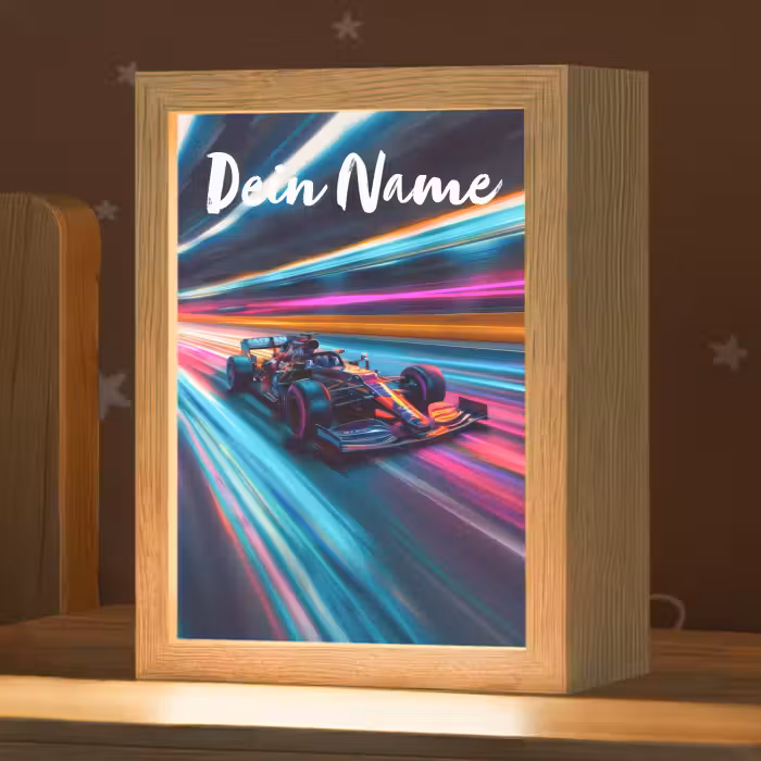 Nachtlicht Kinder mit Namen - Formel 1 - Auto - Rennsport - Jungen - Farbenfroh